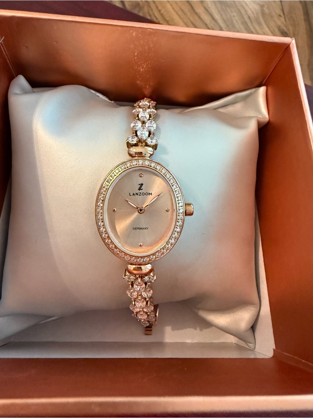 Zoom Rose Gold Crystal Link Bracelet Watch